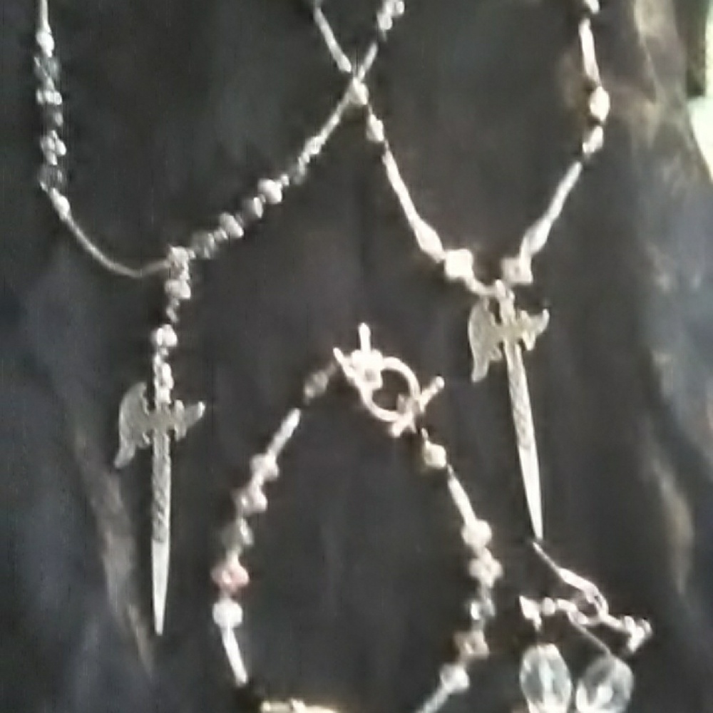 Handbeaded necklaces with matching bracelet and ea